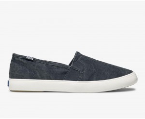 Keds Clipper Washed Solids Kadın Slip On Lacivert | THD836214