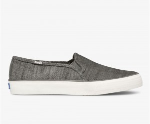 Keds Double Decker Brushed Denim Kadın Slip On Siyah | FJT816230