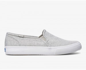 Keds Double Decker Heathered Woven Kadın Slip On Gri | ZNY632718