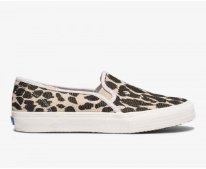 Keds Double Decker Leopard Kadın Slip On Bej Rengi Siyah | JGX740921