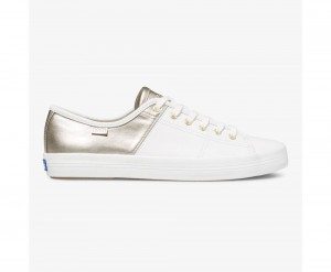 Keds Kickstart 50/50 Deri Metallic White/Silver Kadın Spor Ayakkabı Beyaz Gümüş | XGS451269