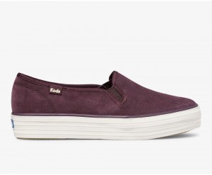 Keds Triple Decker Süet Burgundy Kadın Slip On Bordo | WJZ729160