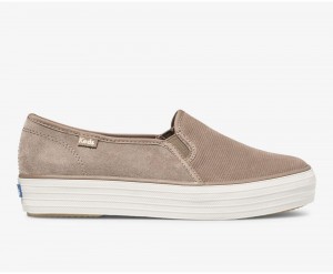 Keds Triple Decker Süet Kadın Slip On Gri | CDQ429608