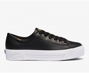 Keds Triple Kick AMP Deri Kadın Spor Ayakkabı Siyah | GUH039615