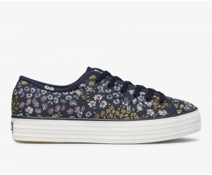 Keds Triple Kick Floral Kadın Spor Ayakkabı Lacivert | TDA836591