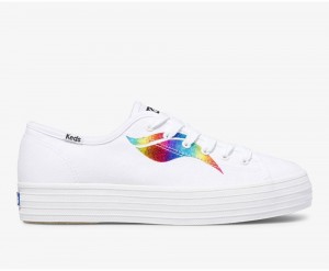 Keds Triple Kick Rainbow Wave Kadın Spor Ayakkabı Beyaz | CEI735684