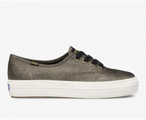 Keds Triple Metallic Twill Kadın Spor Ayakkabı Altın | DIV831754