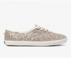 Keds x Kate Spade New York Champion Glitter Kadın Spor Ayakkabı Pembe Altın | YVB329785