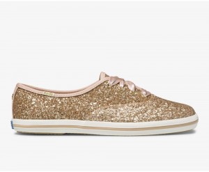 Keds x Kate Spade New York Champion Glitter Kadın Spor Ayakkabı Pembe Altın | SIF417632