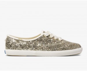 Keds x Kate Spade New York Champion Glitter Kadın Spor Ayakkabı Altın | TSF785943