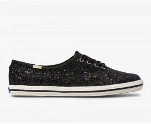 Keds x Kate Spade New York Champion Glitter Kadın Spor Ayakkabı Siyah | KJH763854