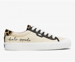 Keds x Kate Spade New York Crew Kick Deri Raffia Kadın Spor Ayakkabı Bej Rengi Siyah | NEB756082