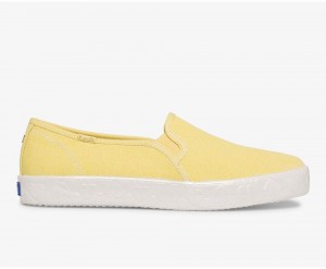 Keds x Kate Spade New York Double Decker Logo Foxing Kanvas Kadın Slip On Sarı | KPV703681