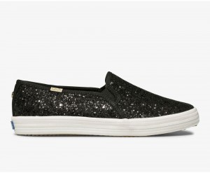 Keds x Kate Spade New York Double Decker Glitter Kadın Slip On Siyah | PSA952803