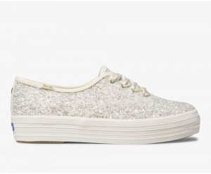 Keds x Kate Spade New York Triple Glitter Kadın Spor Ayakkabı Beyaz | BRU032784