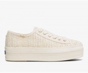 Keds x Kate Spade New York Triple Up Woven Kadın Spor Ayakkabı Bej Rengi | PJL027839