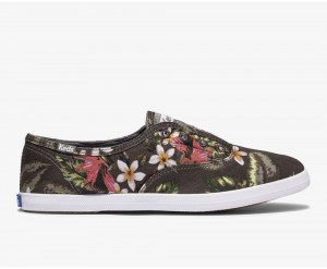 Keds x Organic Pamuklu Chillax Tropical Washable Kadın Slip On Siyah Renkli | XOZ254891