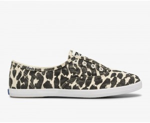 Keds x Organic Pamuklu Chillax Washable Leopard Kadın Slip On Beyaz Siyah | ITU359478