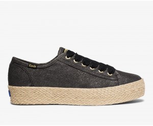 Keds x Organic Pamuklu Triple Kick Jute Kadın Spor Ayakkabı Siyah | MRV425391