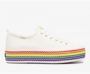 Keds x Organic Pamuklu Triple Up Rainbow Jute Kadın Spor Ayakkabı Beyaz | RKG165938