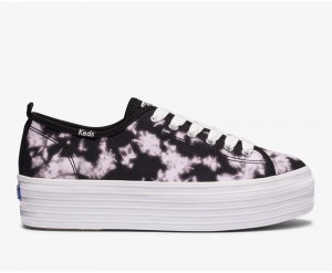 Keds x Organic Pamuklu Triple Up Tie Dye Kadın Spor Ayakkabı Siyah Mor | ZUK170356