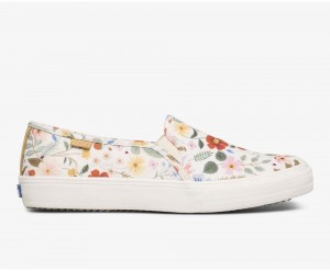 Keds x Rifle Paper Co. Double Decker Strawberry Fields Kadın Slip On Beyaz Renkli | KBR370269