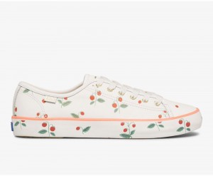 Keds x Rifle Paper Co. Kickstart Mini Strawberries Kadın Spor Ayakkabı Beyaz | XCL059462