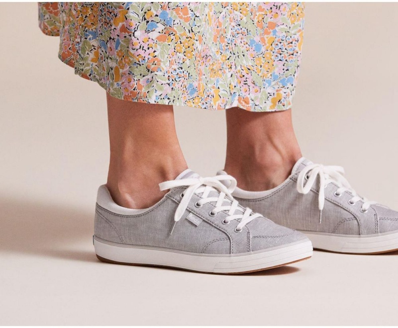 Keds Center II Chambray Stripe Kadın Spor Ayakkabı Gri | HDS843925