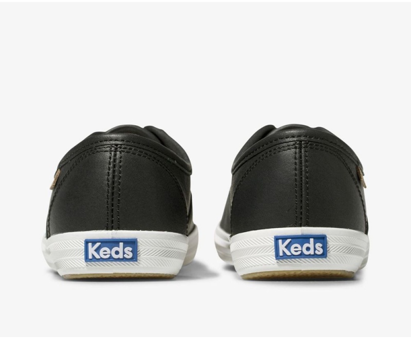 Keds Champion Luxe Deri Kadın Spor Ayakkabı Siyah | APN819540