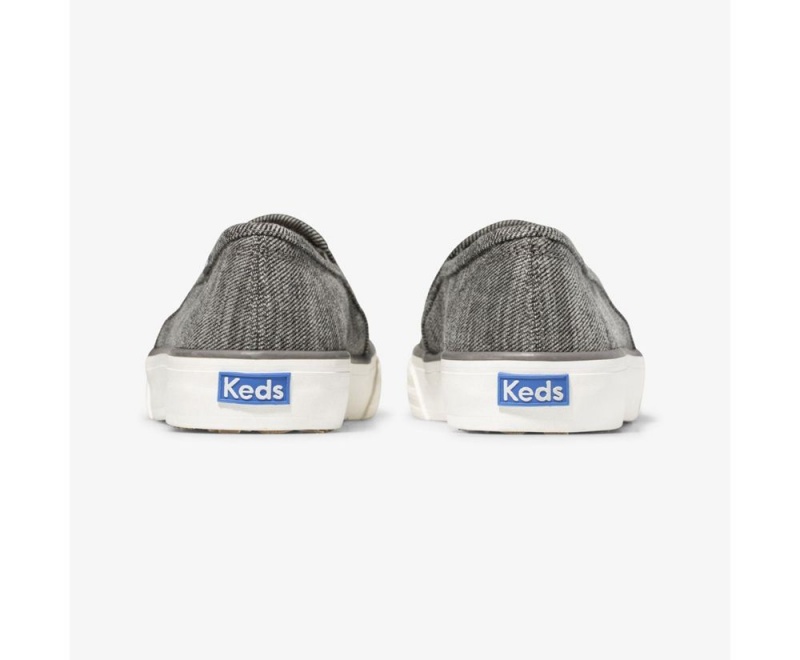 Keds Double Decker Brushed Denim Kadın Slip On Siyah | FJT816230