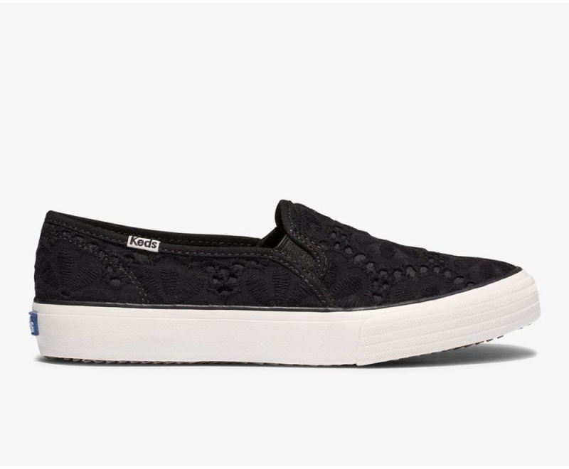 Keds Double Decker Eyelet Kadın Slip On Siyah | YDT450213