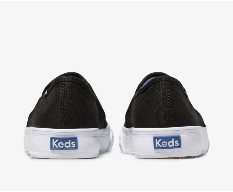 Keds Double Decker Kanvas Kadın Slip On Siyah | BIO576318