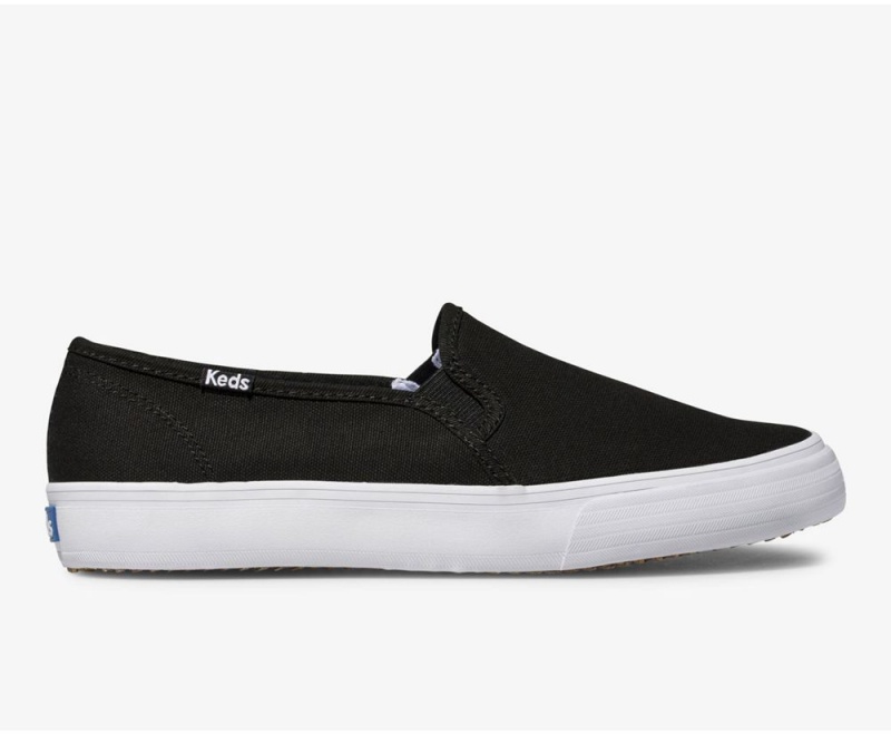 Keds Double Decker Kanvas Kadın Slip On Siyah | BIO576318