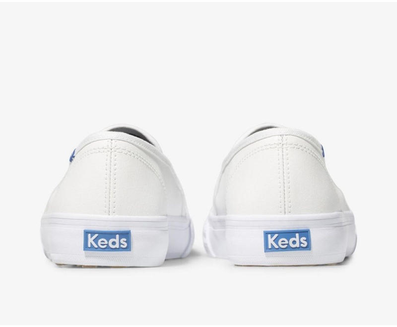 Keds Double Decker Perf Deri Kadın Slip On Beyaz | YZD862059