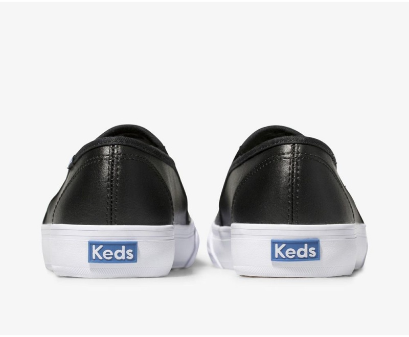 Keds Double Decker Perf Deri Kadın Slip On Siyah | KXF317864