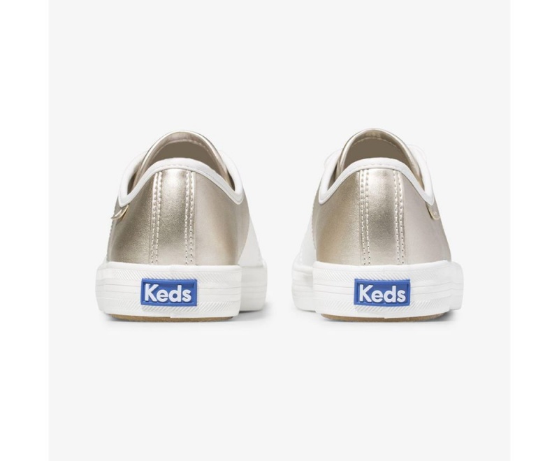 Keds Kickstart 50/50 Deri Metallic White/Silver Kadın Spor Ayakkabı Beyaz Gümüş | XGS451269