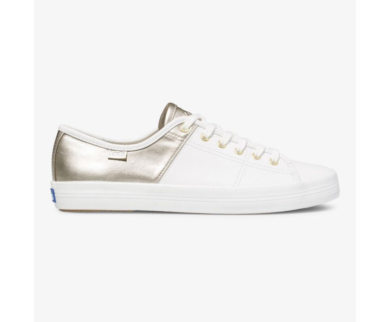 Keds Kickstart 50/50 Deri Metallic White/Silver Kadın Spor Ayakkabı Beyaz Gümüş | XGS451269