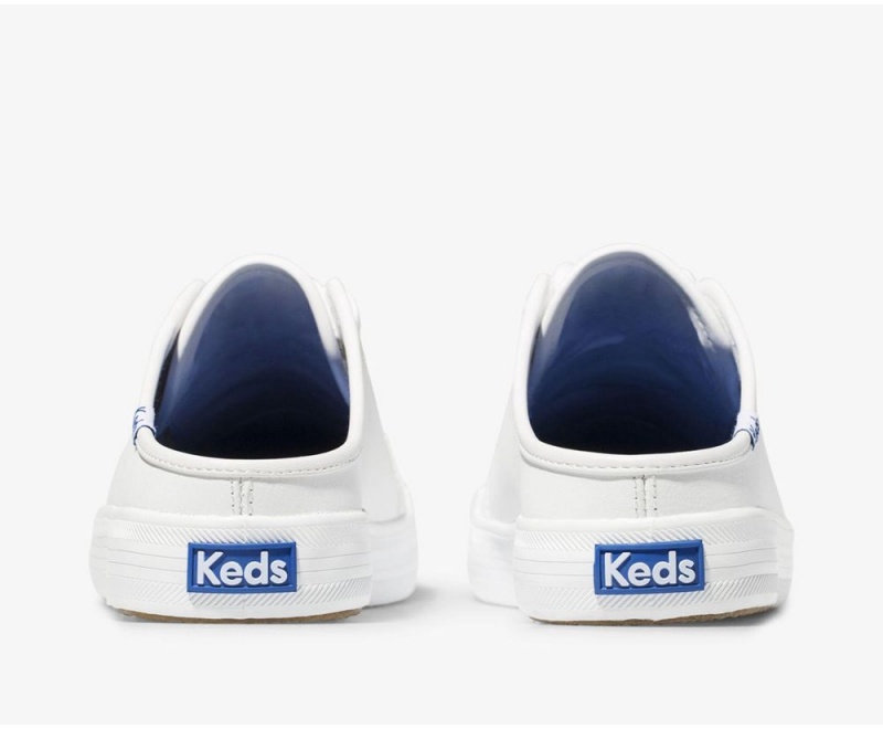 Keds Kickstart Deri Kadın Mules Beyaz | NIQ974038