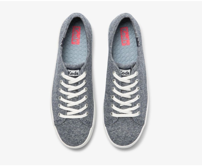 Keds Kickstart Stripey Jersey Kadın Spor Ayakkabı Lacivert | LIJ762418