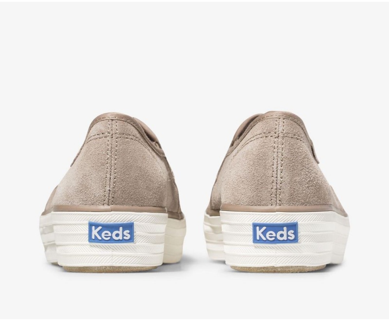 Keds Triple Decker Süet Kadın Slip On Gri | CDQ429608