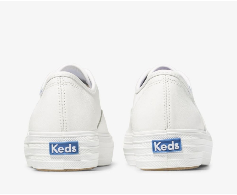 Keds Triple Deri Kadın Spor Ayakkabı Beyaz | QLW634798