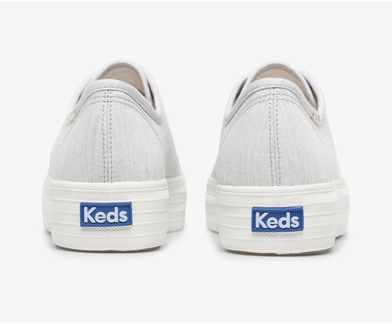 Keds Triple Kick Chambray Kadın Spor Ayakkabı Gri | KRL873526