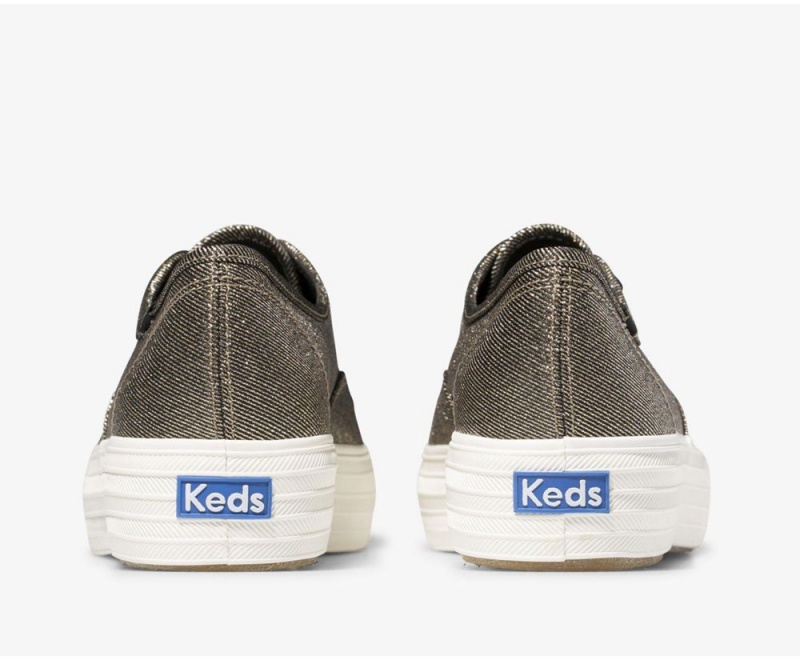 Keds Triple Metallic Twill Kadın Spor Ayakkabı Altın | DIV831754