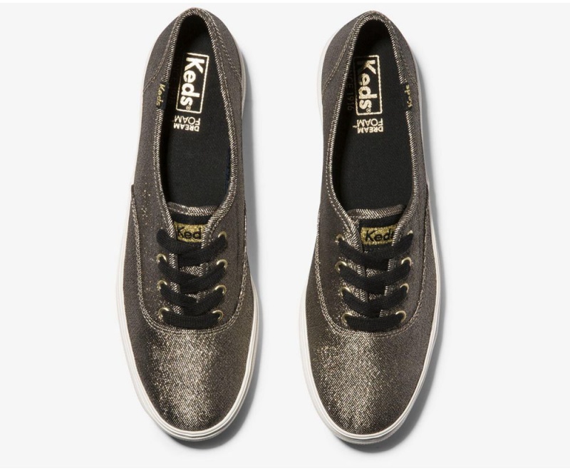 Keds Triple Metallic Twill Kadın Spor Ayakkabı Altın | DIV831754