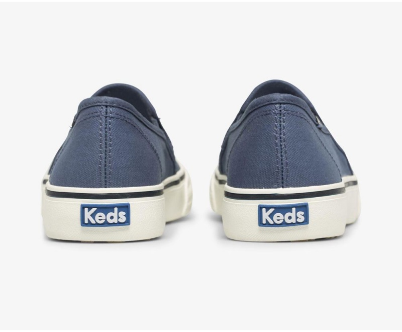 Keds Washable Double Decker Kanvas Vintage Kadın Slip On Mavi | XEB430896