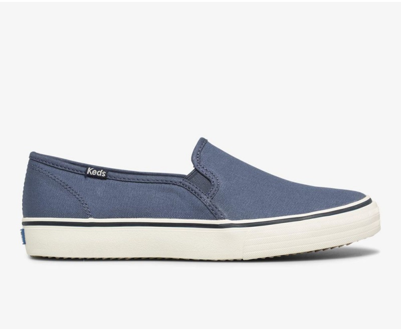 Keds Washable Double Decker Kanvas Vintage Kadın Slip On Mavi | XEB430896