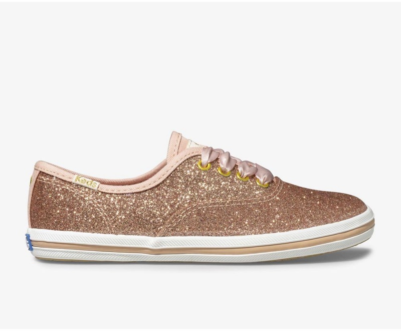 Keds x Kate Spade New York Champion Glitter Kiz Çocuk Spor Ayakkabı Pembe Altın | DRK253649