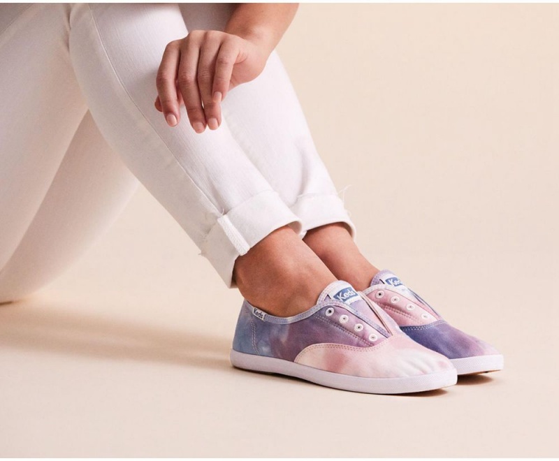 Keds x Organic Pamuklu Chillax Washable Tie Dye Kadın Slip On Pembe Mavi | FBU251467