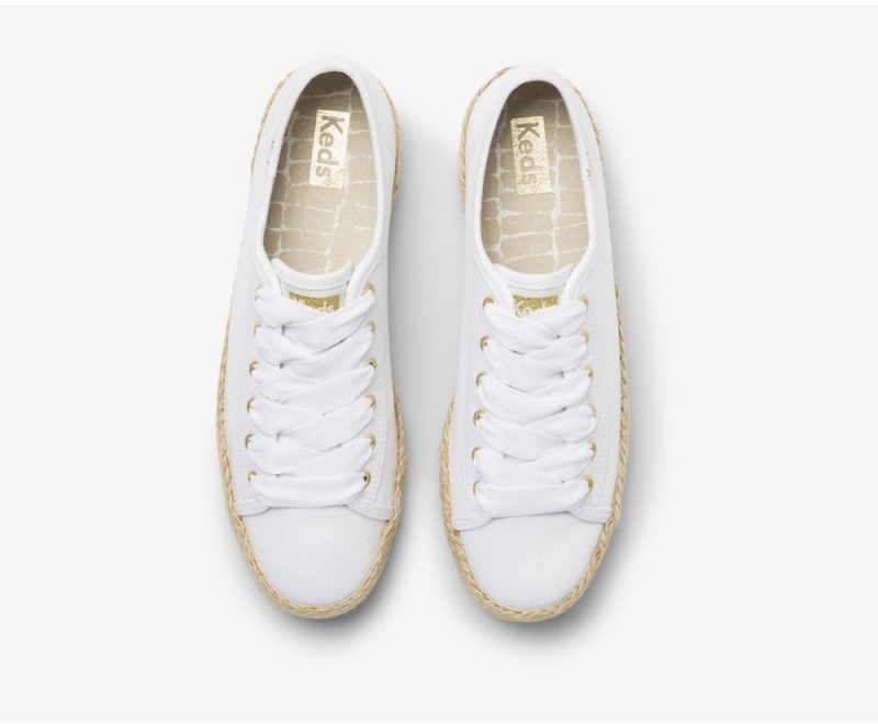 Keds x Organic Pamuklu Triple Kick Jute Kadın Spor Ayakkabı Beyaz | WXD164072