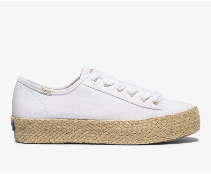 Keds x Organic Pamuklu Triple Kick Jute Kadın Spor Ayakkabı Beyaz | WXD164072